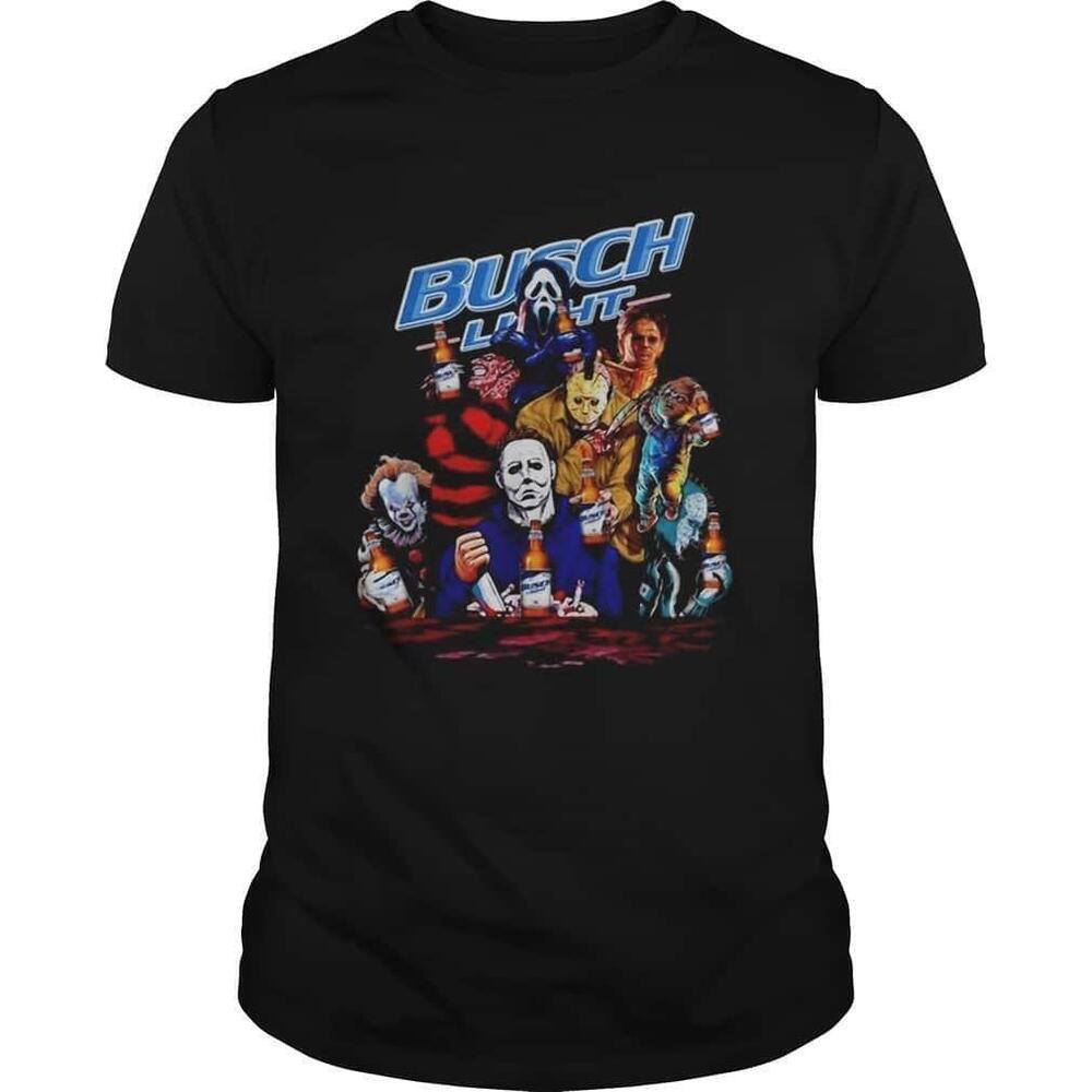 Busch Light Tshirt Halloween Horror Characters